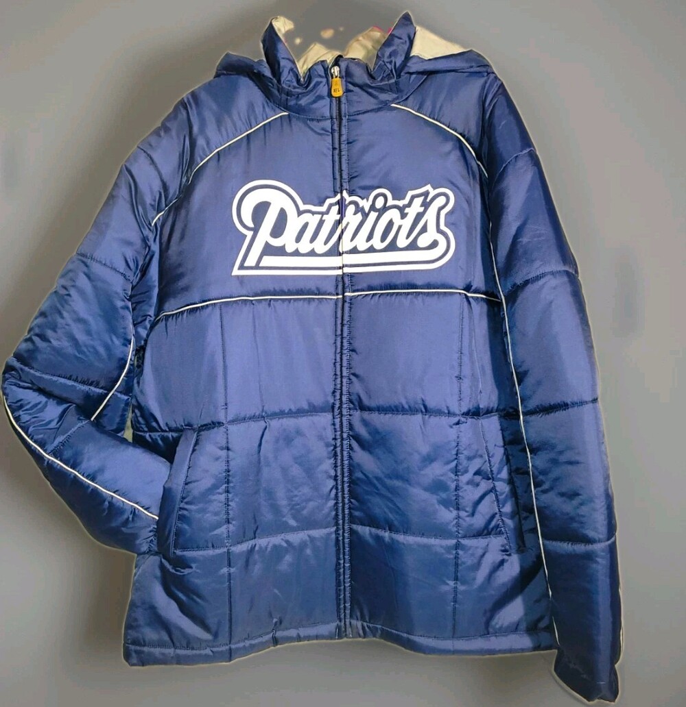 NFL Team Apparel New England Patriots Hooded Navy Blue Puffer Jacket XL 2010 EUC